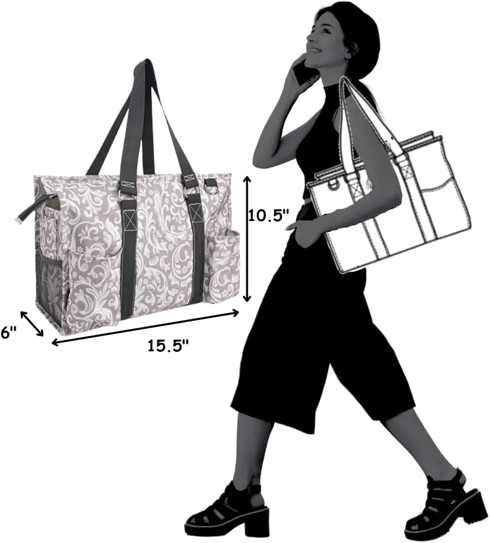 NGIL Utility Water Resistant Tote Bag, Top Zipper Closure, Perfect Gifts for Working Women, Nurses, Gym bag
