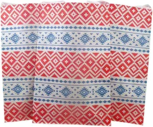 N'icePackaging 200 Qty 6" x 9" Decorative Flat Paper Gift Bags - Tribal Pattern on White Kraft Bags - For Sales/Treats/Parties Cookies/Gifts