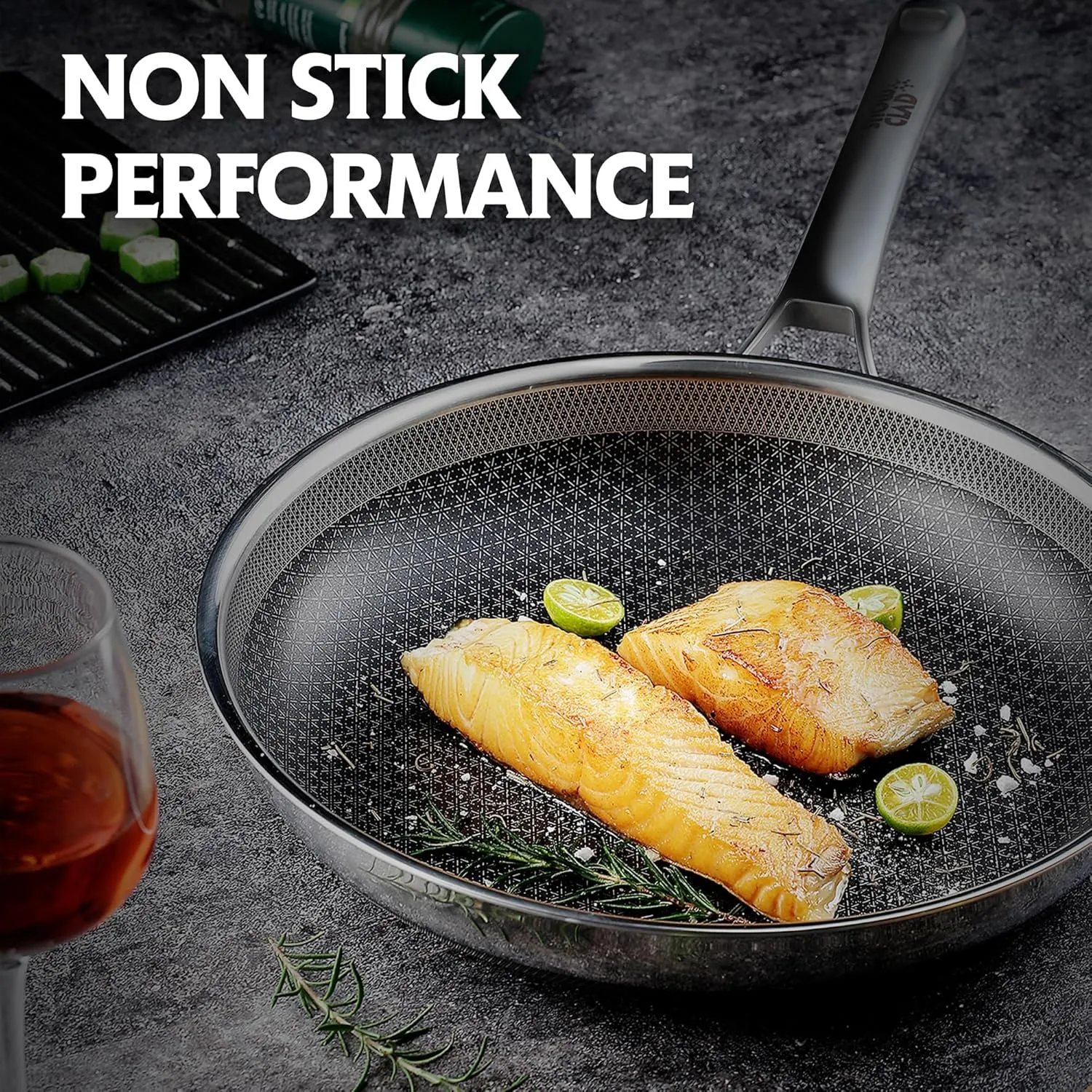 Non Stick Frying Pans,Hybrid 10 inch Frying Pans Nonstick,PFOA Free Cookware,non stick Stainless Steel Skillets,Dishwasher and Oven Safe, Works on Induction,Ceramic and Gas Cooktops