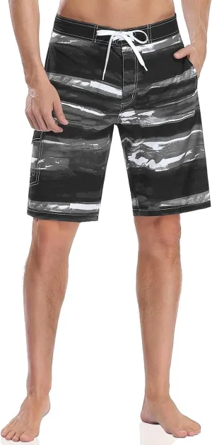 Nonwe Men's Swim Trunks Quick Dry with Pocket Adjustable Waist Board Shorts