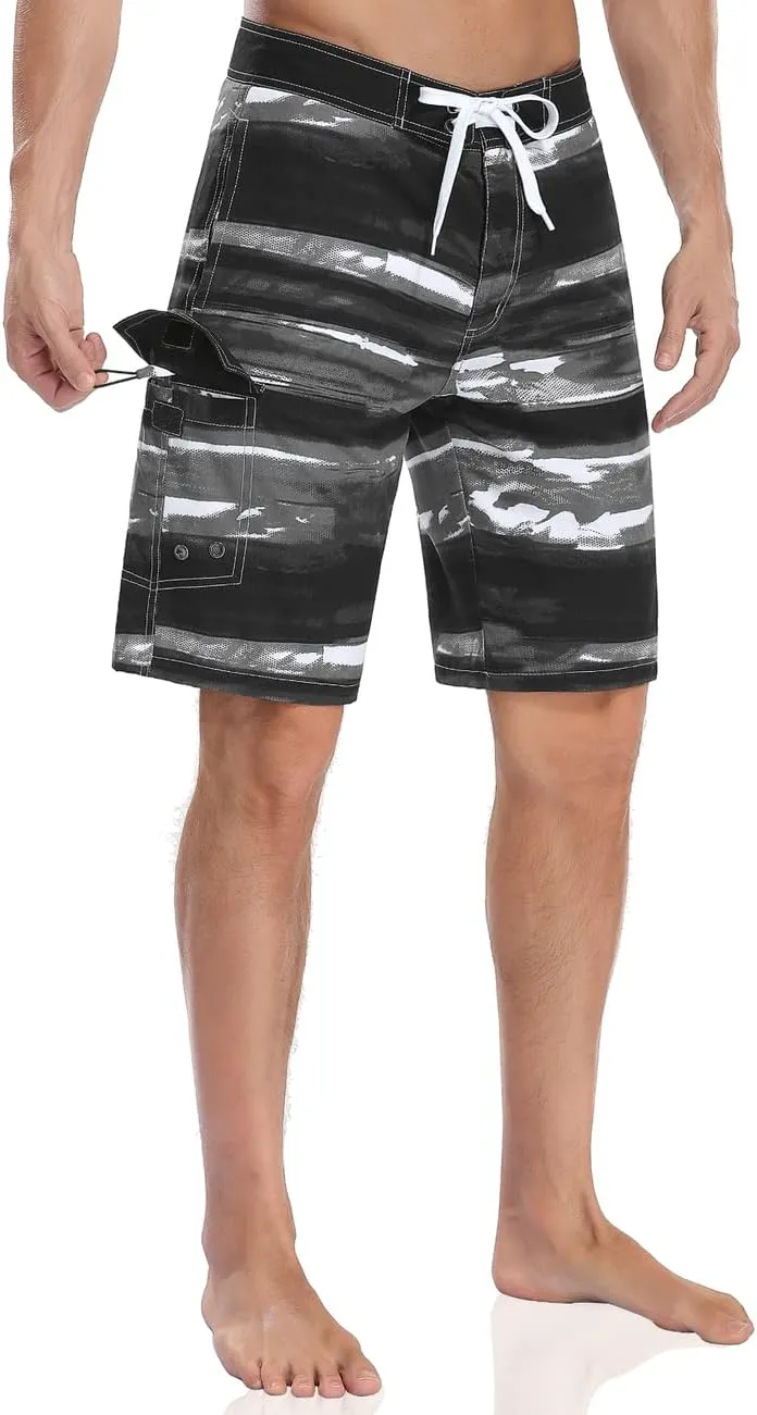 Nonwe Men's Swim Trunks Quick Dry with Pocket Adjustable Waist Board Shorts