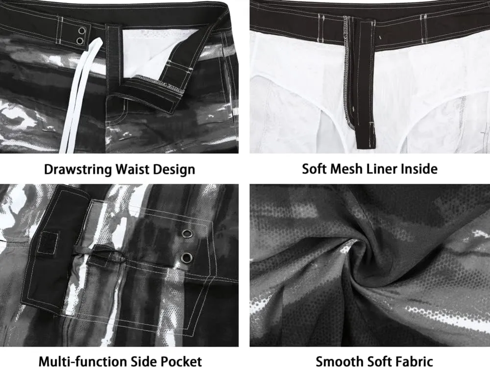 Nonwe Men's Swim Trunks Quick Dry with Pocket Adjustable Waist Board Shorts