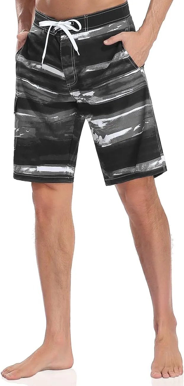 Nonwe Men's Swim Trunks Quick Dry with Pocket Adjustable Waist Board Shorts