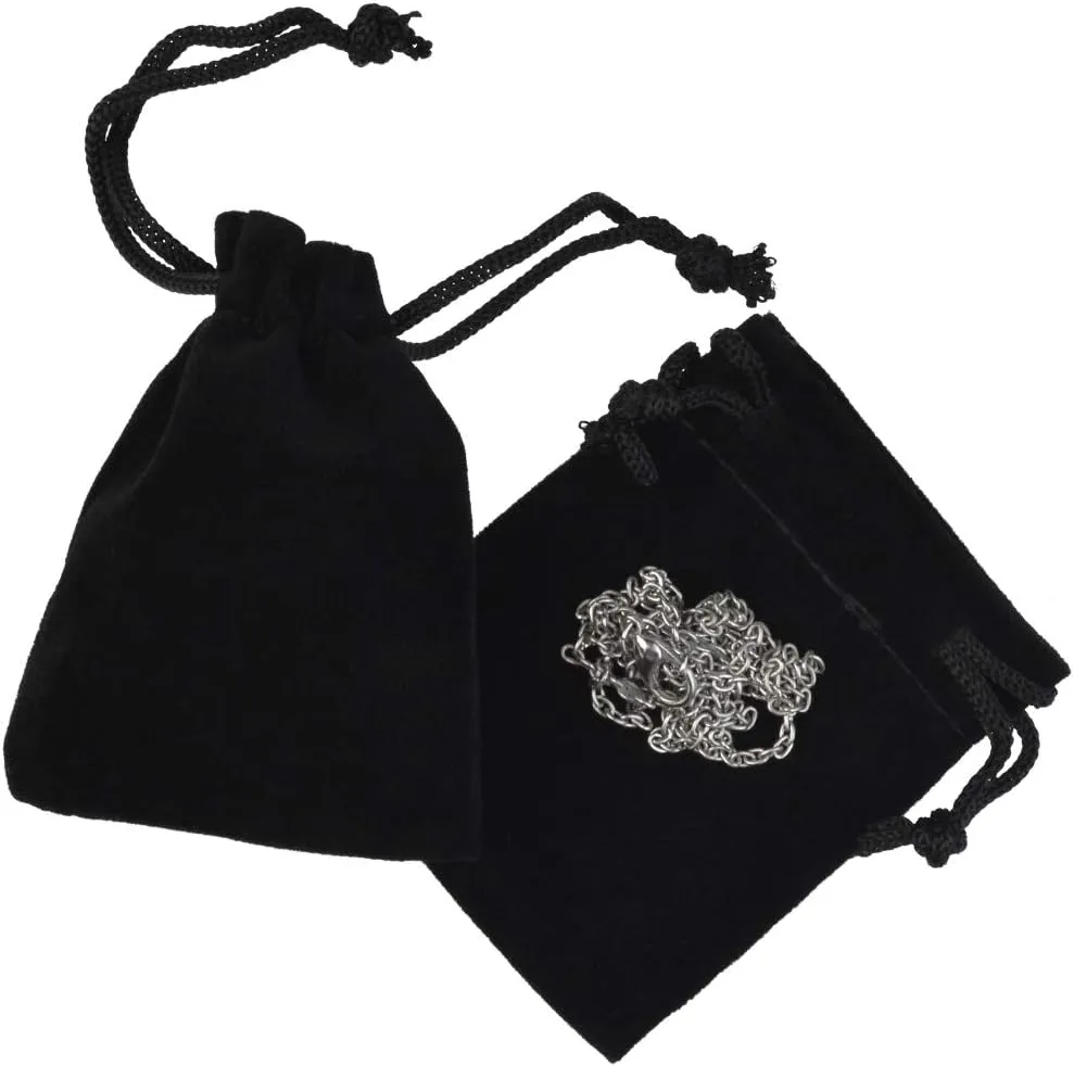 Nydotd 100pcs 2 X 2.8 inch Black Velvet Cloth Jewelry Pouches Velvet Drawstring Bags Christmas Candy Gift Bag Pouch for Wedding Favors Gifts, Event Supplies Party Favors