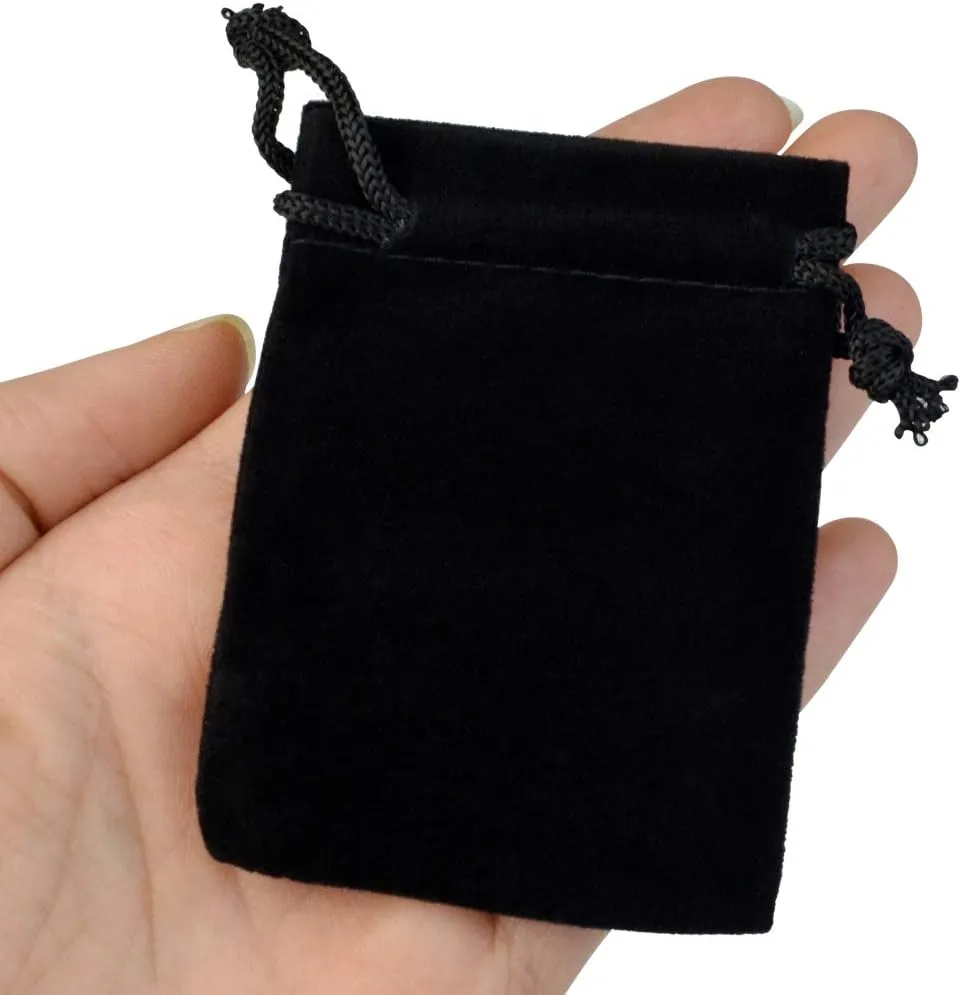Nydotd 100pcs 2 X 2.8 inch Black Velvet Cloth Jewelry Pouches Velvet Drawstring Bags Christmas Candy Gift Bag Pouch for Wedding Favors Gifts, Event Supplies Party Favors