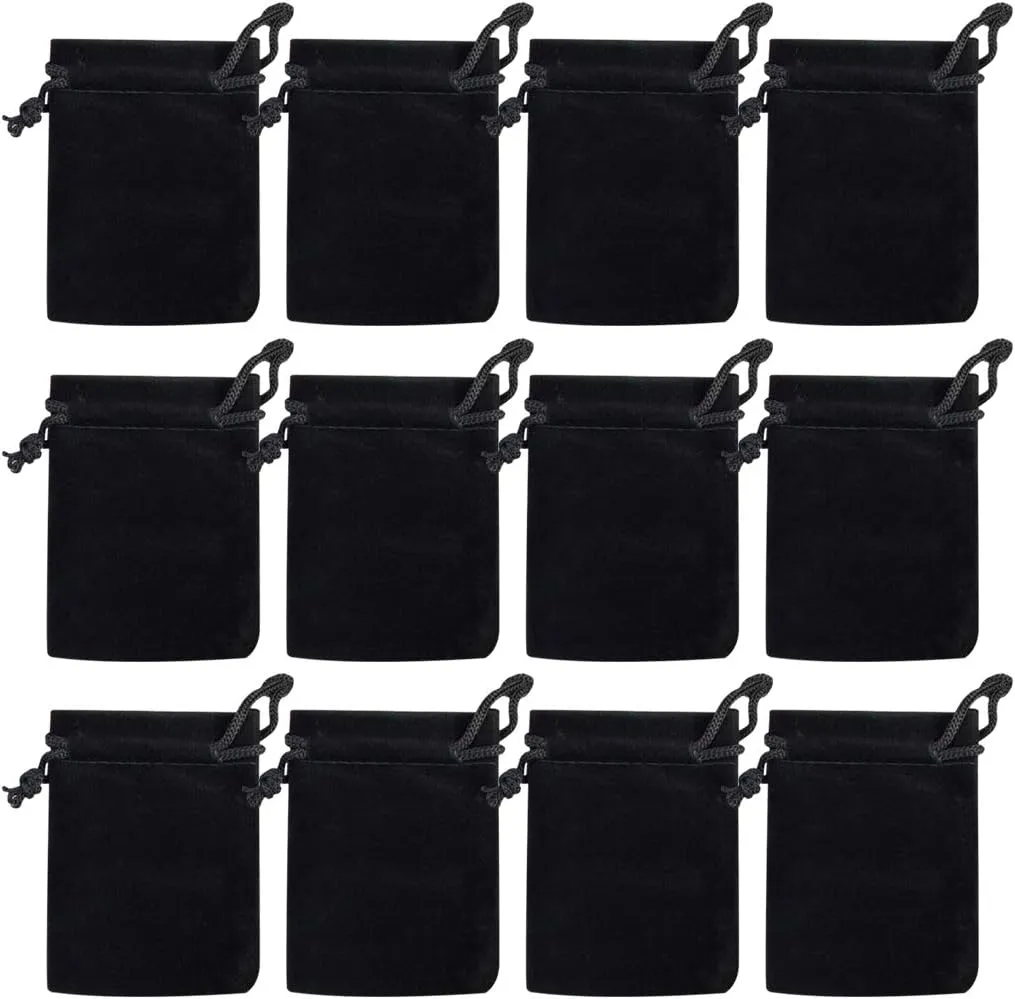 Nydotd 100pcs 2 X 2.8 inch Black Velvet Cloth Jewelry Pouches Velvet Drawstring Bags Christmas Candy Gift Bag Pouch for Wedding Favors Gifts, Event Supplies Party Favors