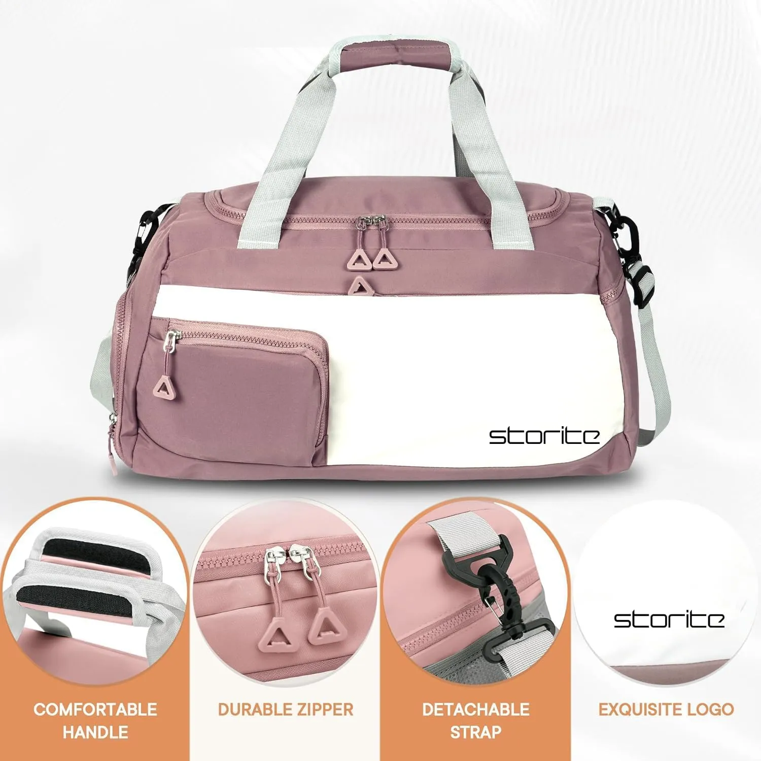 Nylon 48.5 cms Travel Duffle Bag for Women Muti- Pocket Sports Shoulder Duffel Bag with Wet Pocket & Shoe Compartment Weekender Overnight Travel Luggage Garment Bag, Deep Pink, Style -2