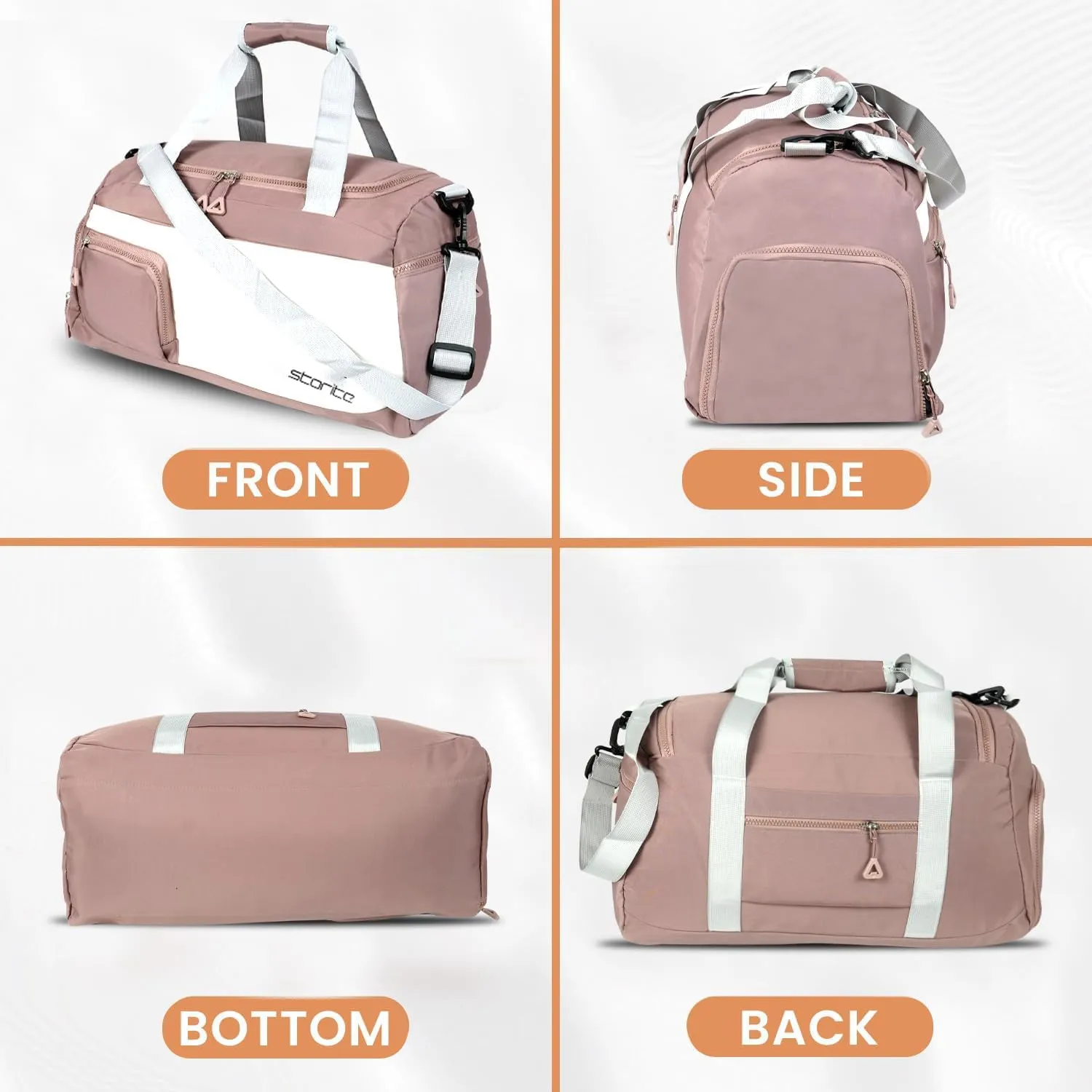 Nylon 48.5 cms Travel Duffle Bag for Women Muti- Pocket Sports Shoulder Duffel Bag with Wet Pocket & Shoe Compartment Weekender Overnight Travel Luggage Garment Bag, Deep Pink, Style -2