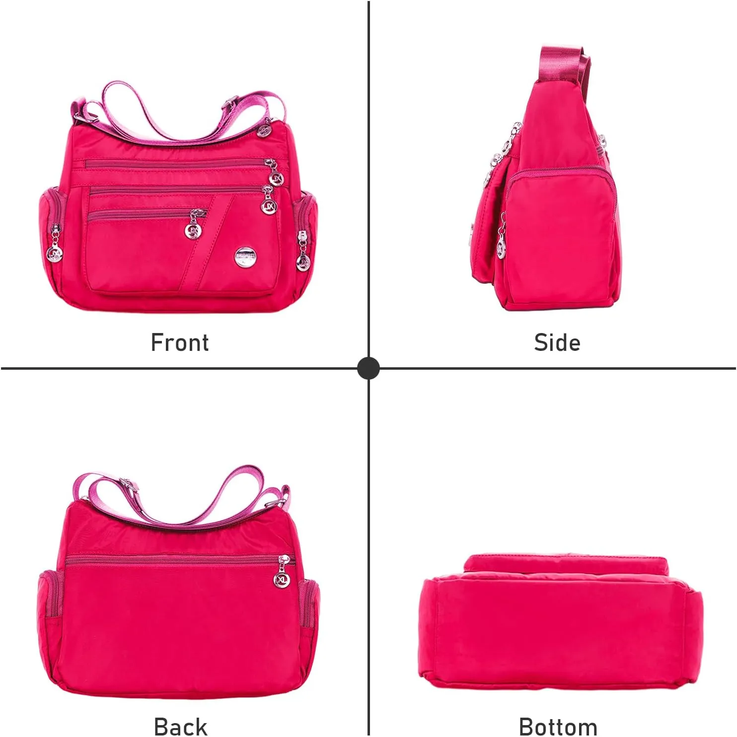 Nylon Crossbody Bags for Women Waterproof Shoulder Bag Ladies Multi Pocket Tote Handbag Travel Messenger Bag
