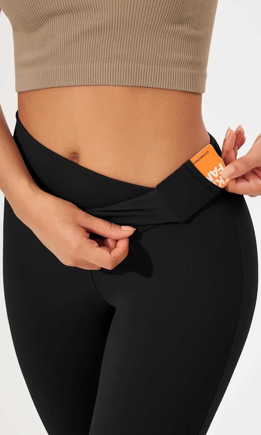 ODODOS Women's Cross Waist Bootcut Yoga Pants with Inner Pocket, Non See Through Bootleg Gym Workout Pants