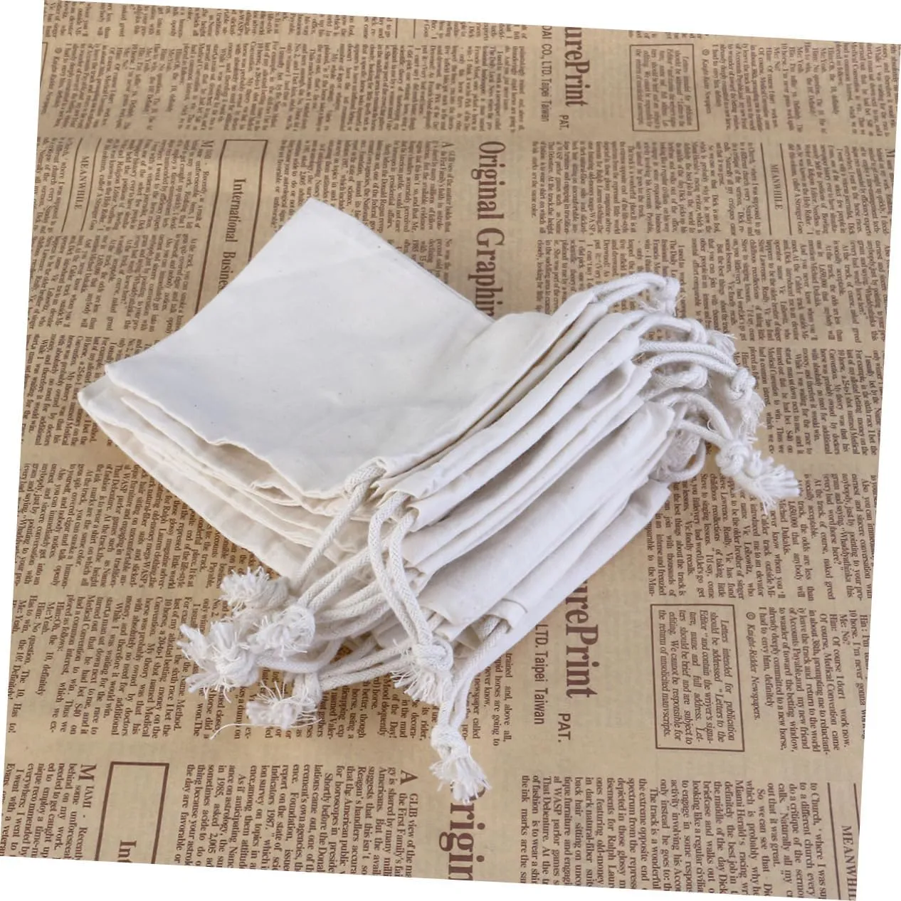 OHPHCALL Cotton Burlap Present Pouches 10 Pack 10 * 14.5cm Drawstring Sachets Bags for Wedding Decor