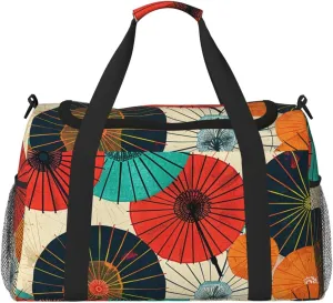 Oil Paper Umbrella Duffle Bag for Travel Japanese Sports Gym Tote Carry On Bag Large Shoulder Weekend Overnight for Workout