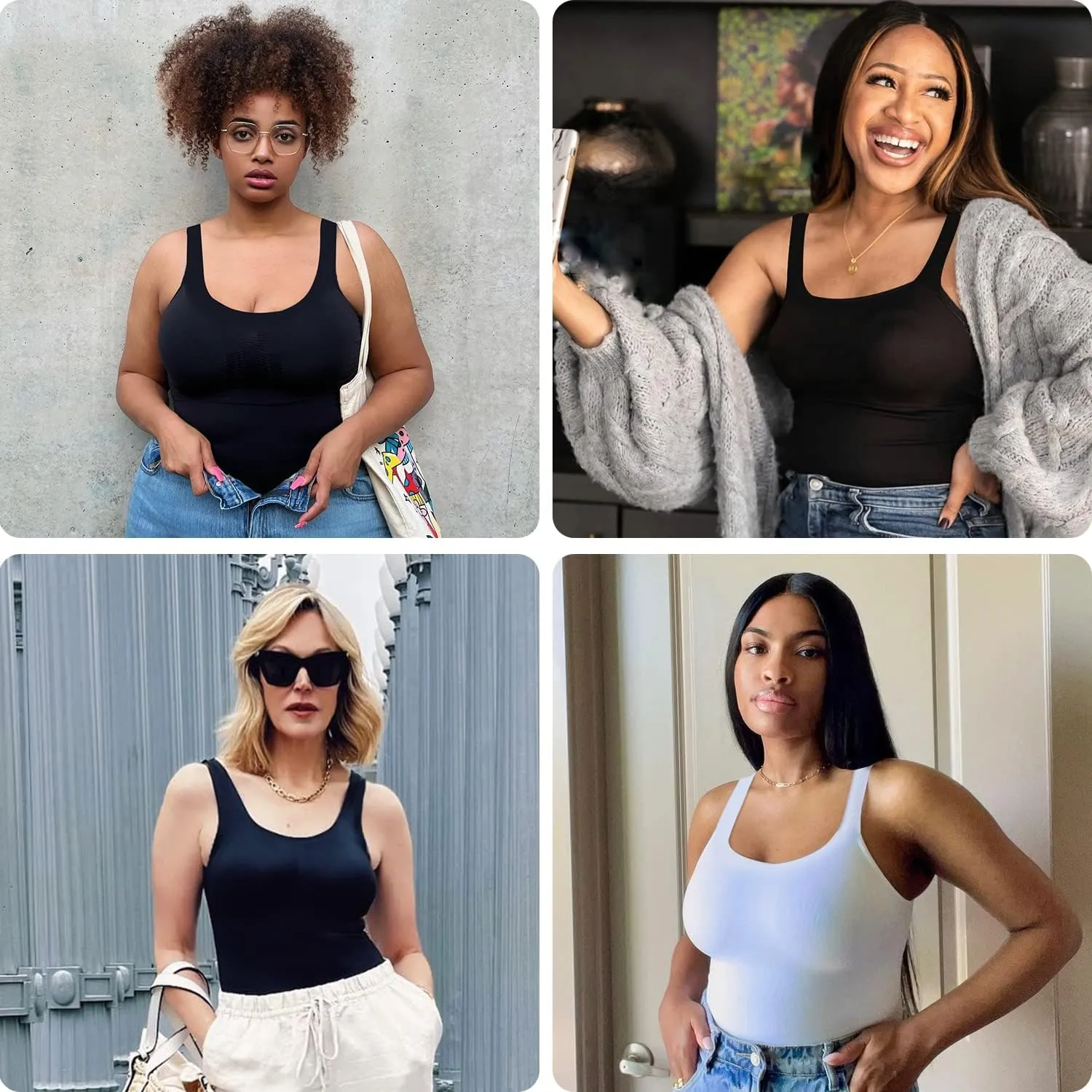 OLCHEE Women's 3PACK Shapewear Tank Tops Tummy Control - Seamless Slimming Body Shaper Top Regular and Plus Size