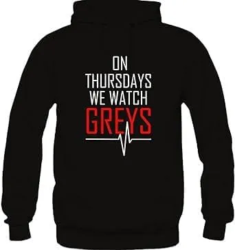 On Thursdays We Watch Greys Print On Black Hoodie