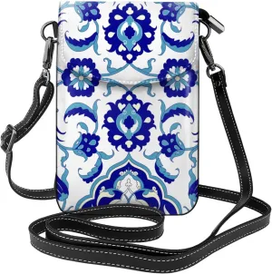 Oriental Endless Ceramic Floral Women Cell Phone Purse Leather Crossbody Bags Lightweight Shoulder Bag