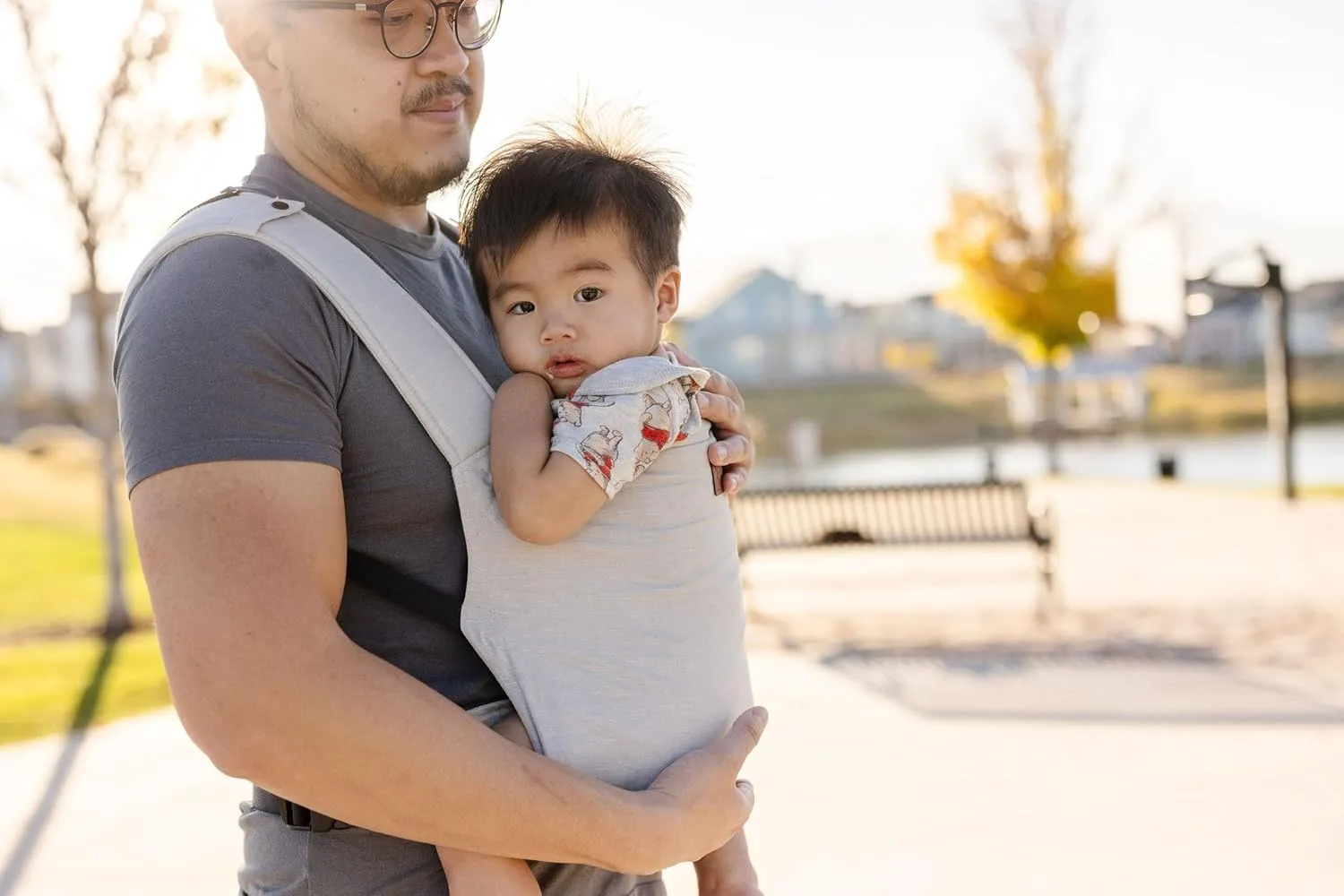 Original Happy Baby Carrier - Newborn to Toddler Carrier - 50% Linen/50% Cotton - Ethically Made - Lightweight and Adjustable - Fog Color