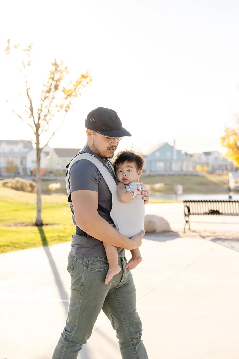 Original Happy Baby Carrier - Newborn to Toddler Carrier - 50% Linen/50% Cotton - Ethically Made - Lightweight and Adjustable - Fog Color