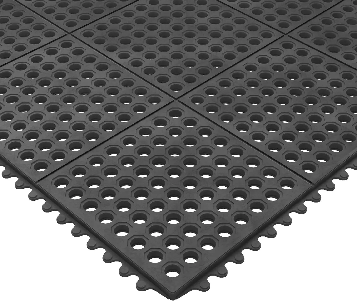 Ottomanson 36" x 36" Heavy Duty Rubber Kitchen Mat, Anti-Fatigue Commercial Floor Mat with Drainage Holes, Non-Slip Water-Resistant Comfort Mat for Restaurant, Bar, Garage, Entryway Indoor/Outdoor Use