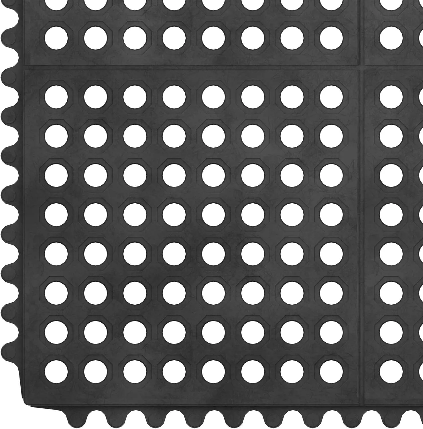 Ottomanson 36" x 36" Heavy Duty Rubber Kitchen Mat, Anti-Fatigue Commercial Floor Mat with Drainage Holes, Non-Slip Water-Resistant Comfort Mat for Restaurant, Bar, Garage, Entryway Indoor/Outdoor Use