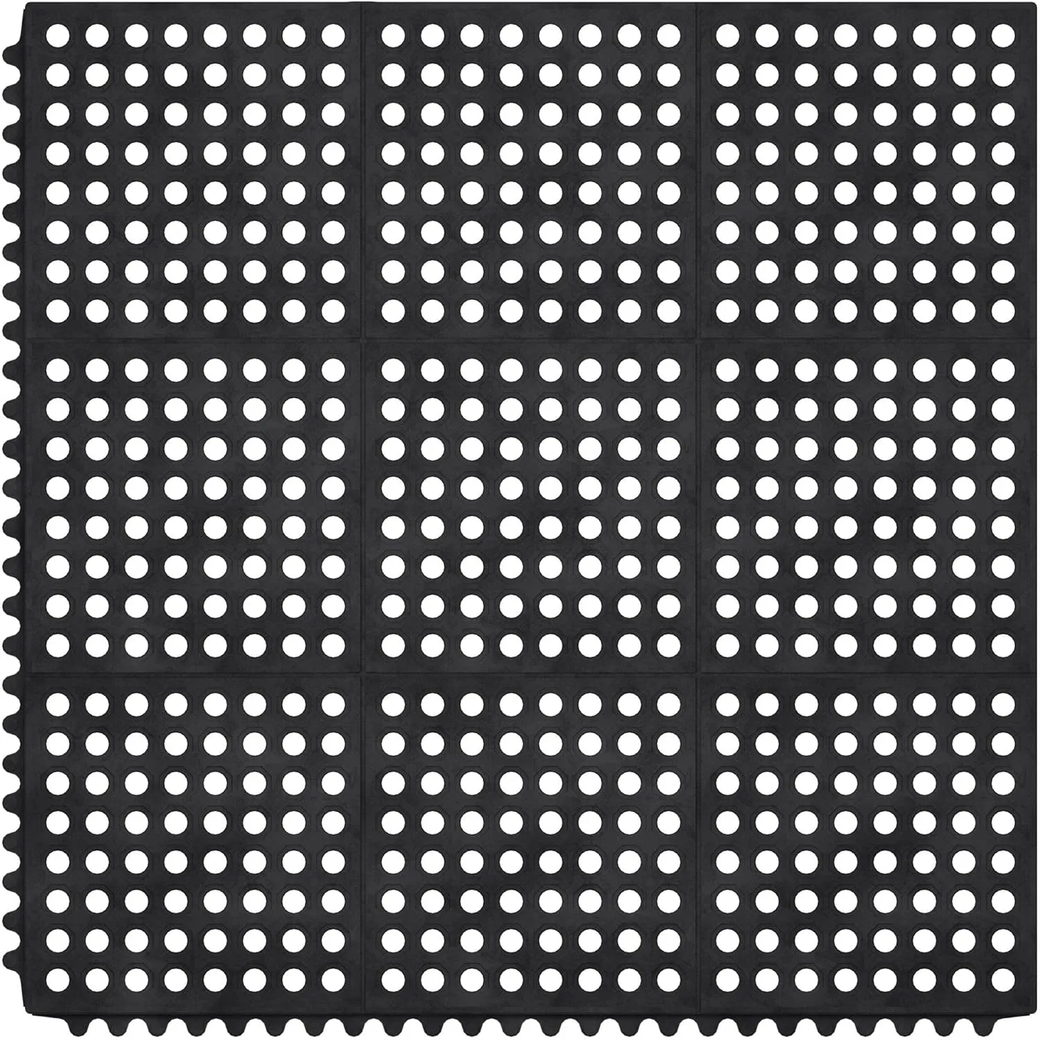 Ottomanson 36" x 36" Heavy Duty Rubber Kitchen Mat, Anti-Fatigue Commercial Floor Mat with Drainage Holes, Non-Slip Water-Resistant Comfort Mat for Restaurant, Bar, Garage, Entryway Indoor/Outdoor Use