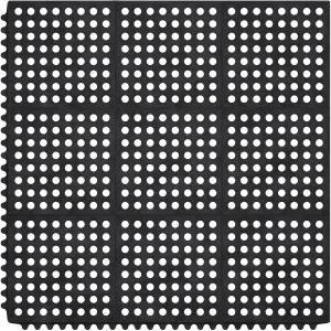 Ottomanson 36" x 36" Heavy Duty Rubber Kitchen Mat, Anti-Fatigue Commercial Floor Mat with Drainage Holes, Non-Slip Water-Resistant Comfort Mat for Restaurant, Bar, Garage, Entryway Indoor/Outdoor Use