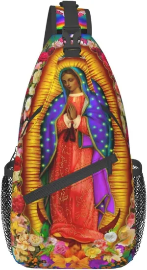 Our Lady Of Guadalupe Sling Backpack Chest Bag Crossbody Shoulder Bag Gym Cycling Travel Hiking Daypack For Men Women