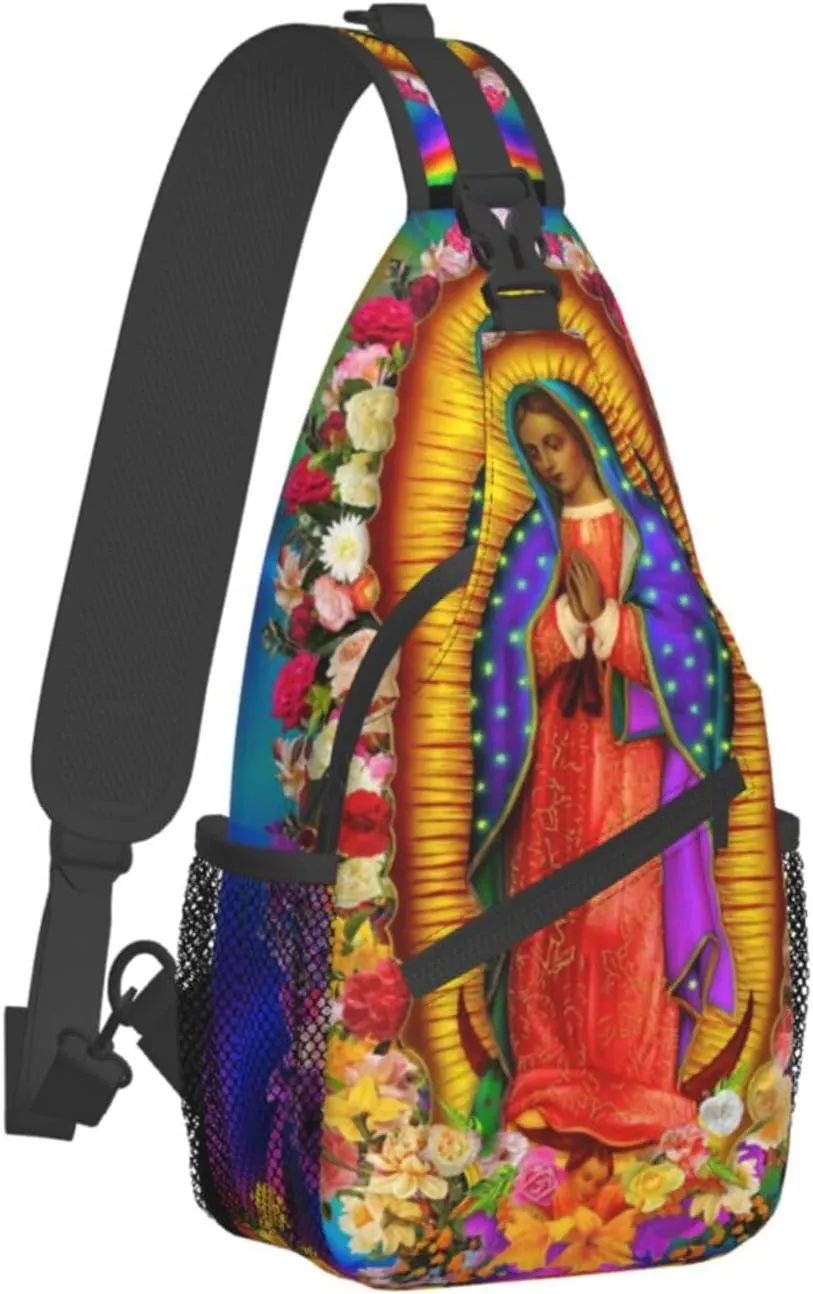 Our Lady Of Guadalupe Sling Backpack Chest Bag Crossbody Shoulder Bag Gym Cycling Travel Hiking Daypack For Men Women