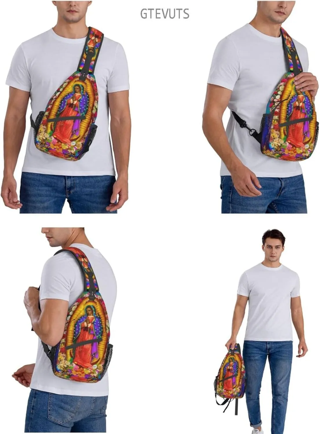 Our Lady Of Guadalupe Sling Backpack Chest Bag Crossbody Shoulder Bag Gym Cycling Travel Hiking Daypack For Men Women
