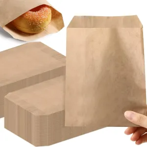 Outus 1000 Pcs Mini Flat Kraft Paper Bags Natural Treat Popcorn Party Favor Silverware Envelope Merchandise Bags for Cookies Desserts Snacks Sandwiches Chocolate Candy (5 x 7 Inch)