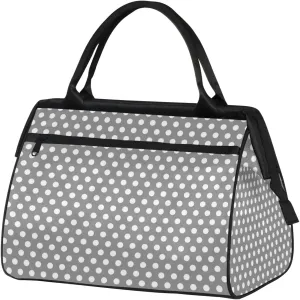 Overnight Weekender Bag for Women Men Gray Circular Dots Waterproof Carry On Travel Duffel Bags with Zipper Lightweight Sports Gym Bag Luggage Workout Handle Bags for Traveling Yoga Camping