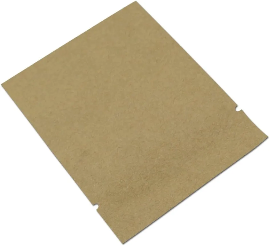PABCK 200 Pieces 2.4x3.5 inch (Inside Size 2x3.1 inch) Inner Mylar Foil Open Top Sealable 5.5mil Kraft Paper Bags Aluminum Foil Vacuum Heat Seal Pouches for Food Storage Bag with Tear Notch
