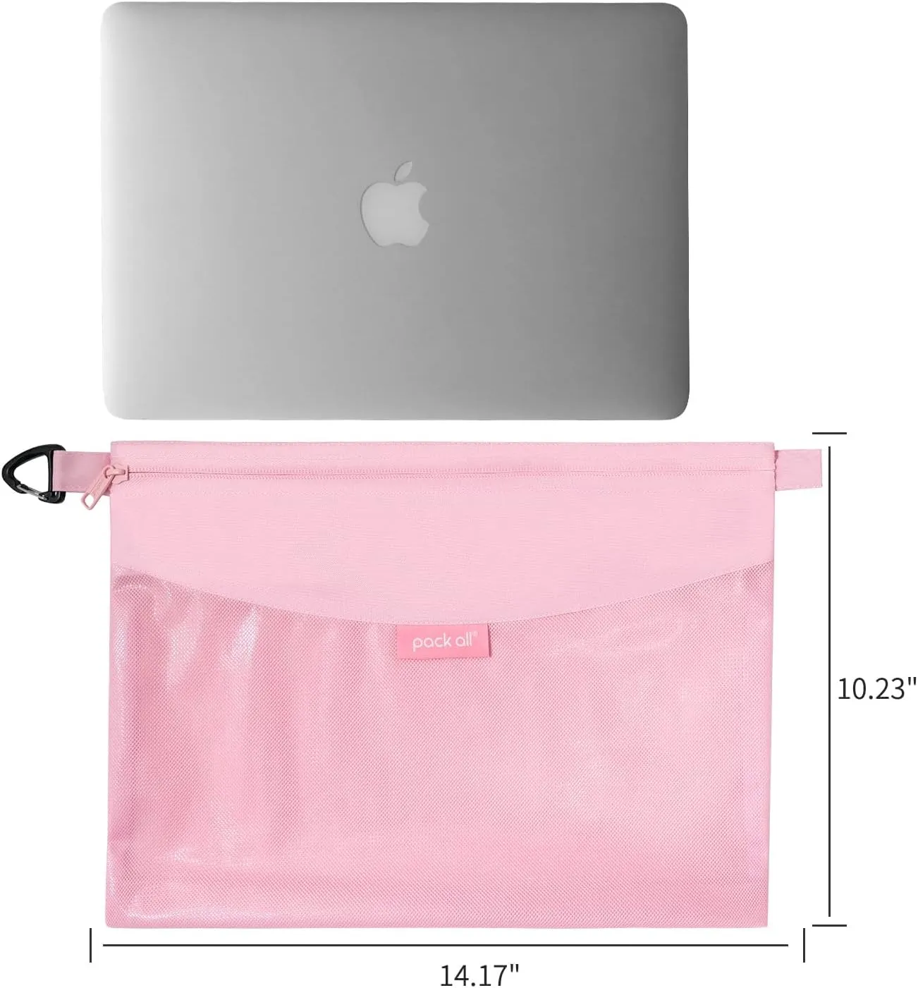 pack all Water-resistant Material Zipper Pouch, Mesh Zipper Bags for Storage, Travel, Office (Pink, Large)