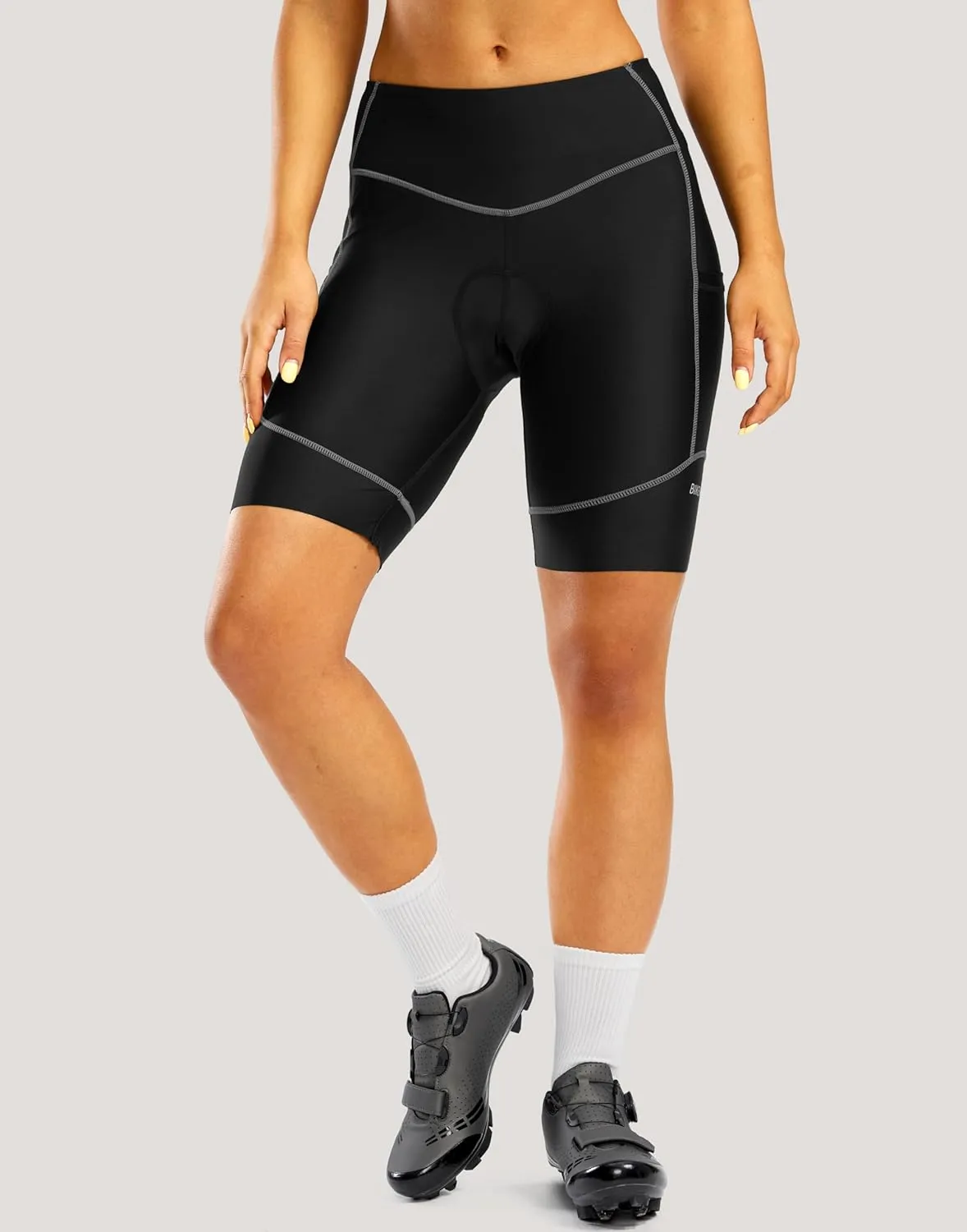 Padded Bike Shorts for Women High Waisted 4D Padding Cycling Bicycle Road Biking Shorts with Pockets