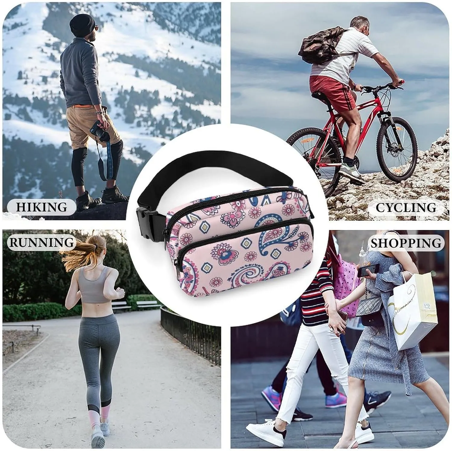 Paisley Large Capacity Portable All Print Waist Bag