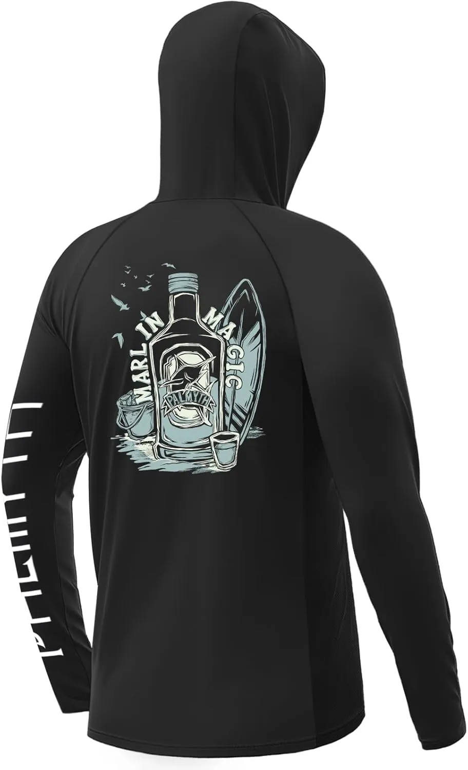 Palmyth Fishing Shirts for Men Long Sleeve UPF 50  Sun Protection Fishing Hoodie with UV Vented Neck Gaiter