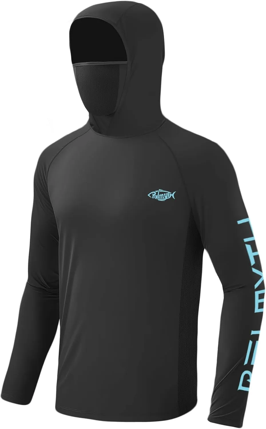 Palmyth Fishing Shirts for Men Long Sleeve UPF 50  Sun Protection Fishing Hoodie with UV Vented Neck Gaiter