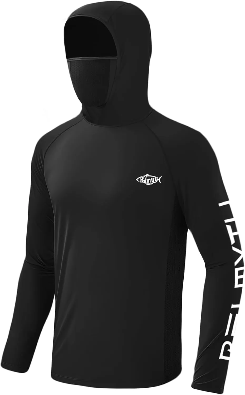 Palmyth Fishing Shirts for Men Long Sleeve UPF 50  Sun Protection Fishing Hoodie with UV Vented Neck Gaiter