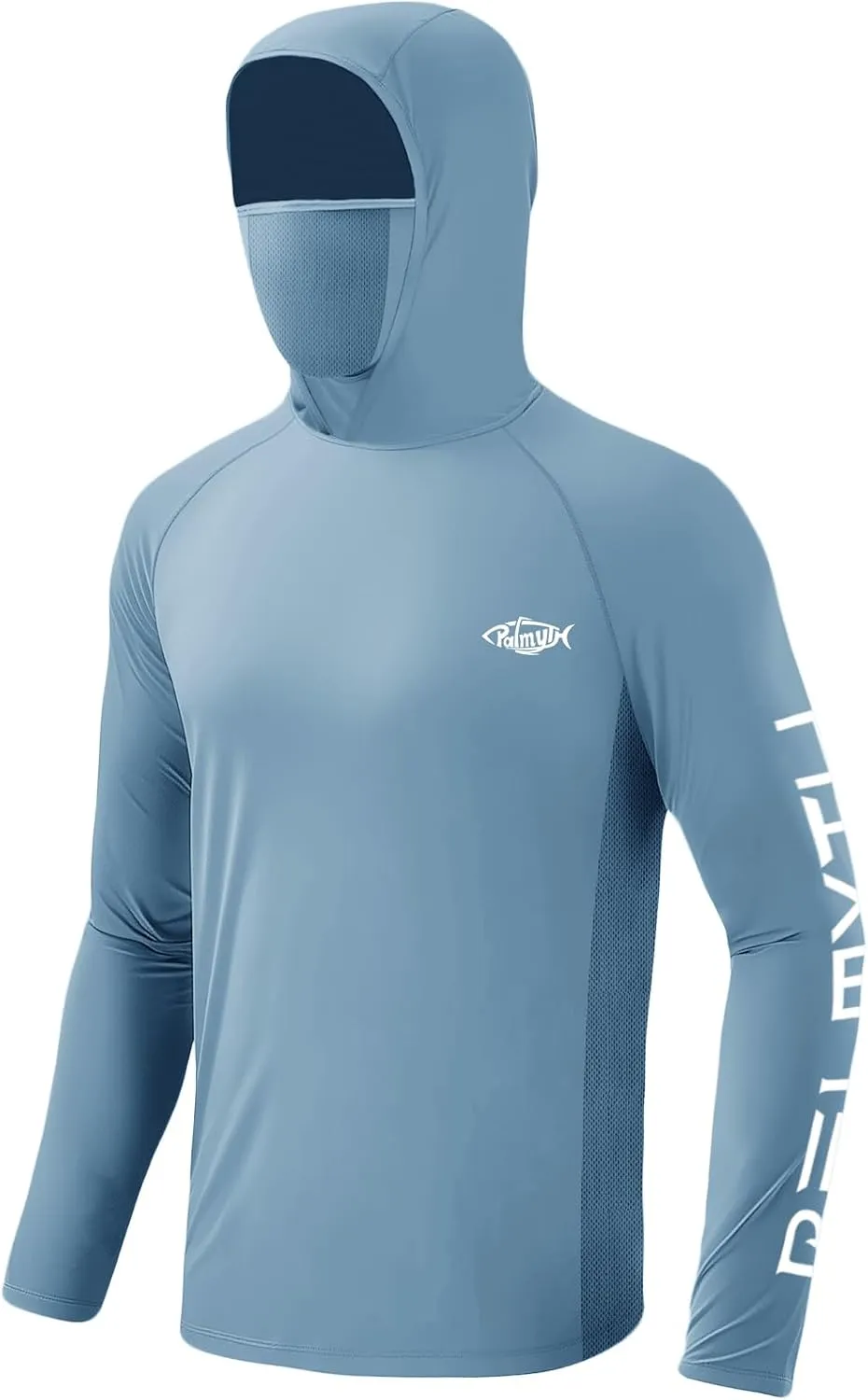 Palmyth Fishing Shirts for Men Long Sleeve UPF 50  Sun Protection Fishing Hoodie with UV Vented Neck Gaiter