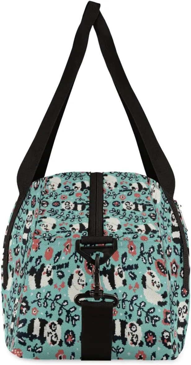 Panda Flower Personalized Kids Duffel Bag for Girls Boys, Panda Debris Custom Name Dance Bag Overnight Small Duffel Bag Carry On Weekend Sports Travel Bag for School Practice Gymnastics Ballet
