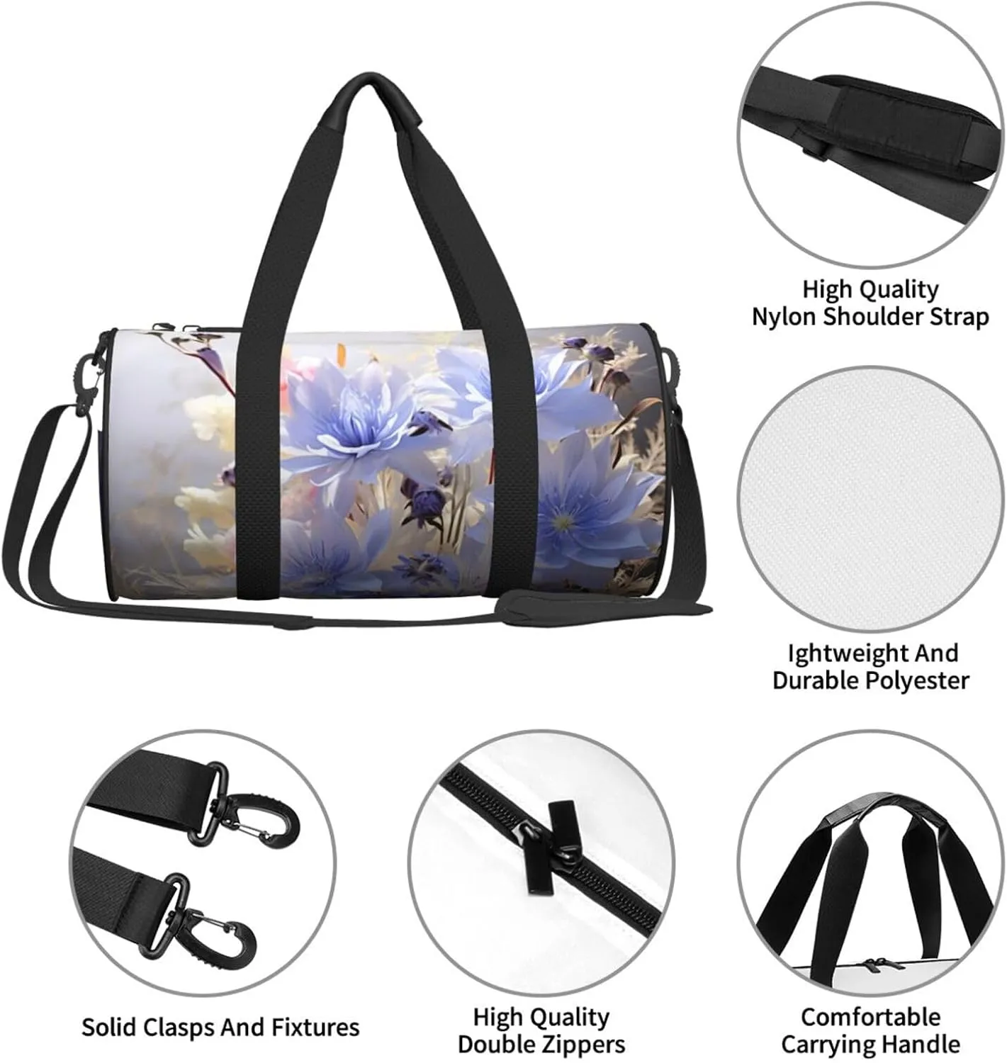 Pastel Cornflowers Travel Duffle Bag for Men Women Sport Gym Bag Foldable Weekender Bag Carry on Overnight Bag for Travel Swimming Basketball