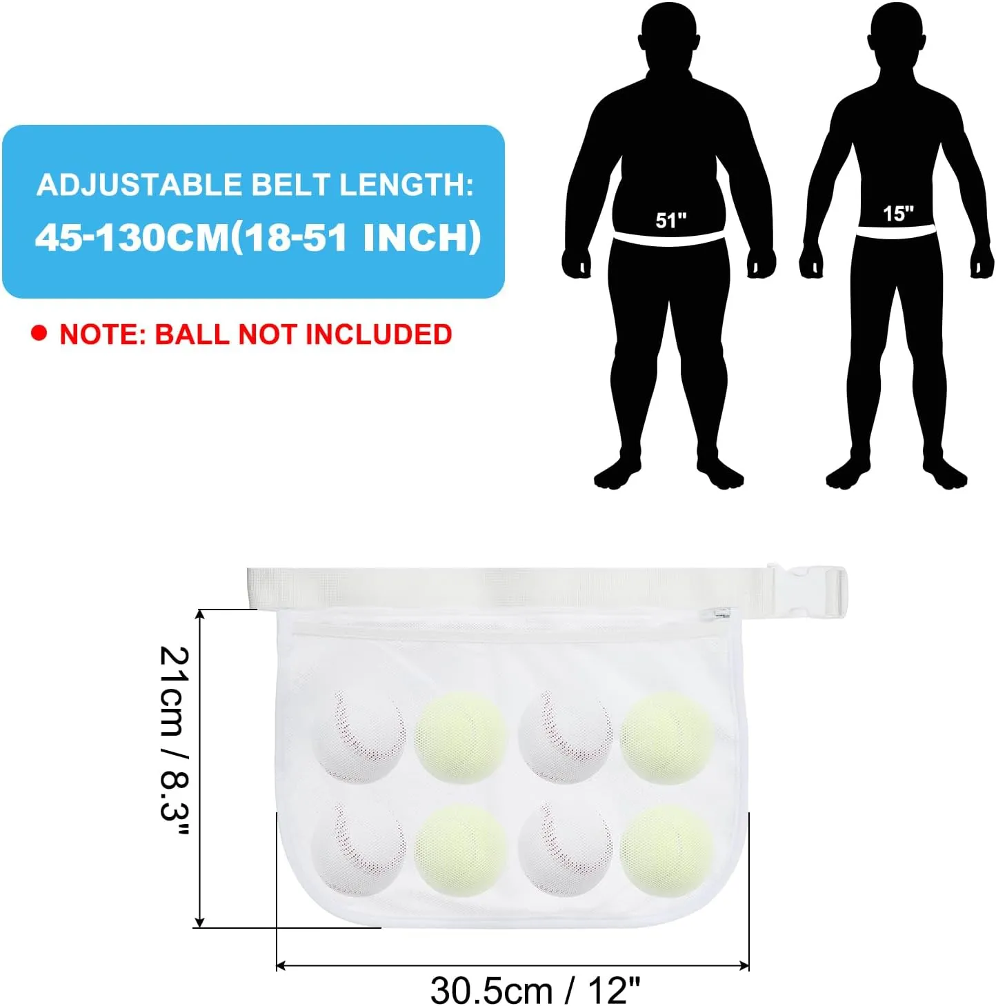 PATIKIL Tennis Ball Band Holder, Adjustable Pickleball Waist Pouch Ball Holder Waist Bag for Holding Pickleball or Tennis Balls