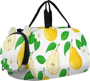 Pear Fruits Pattern Gym Travel Duffel Bag with Shoe Compartment for Boys Girls - Gymnastics Sports Dance Football Travel Bag Teens Weekender Sleepover