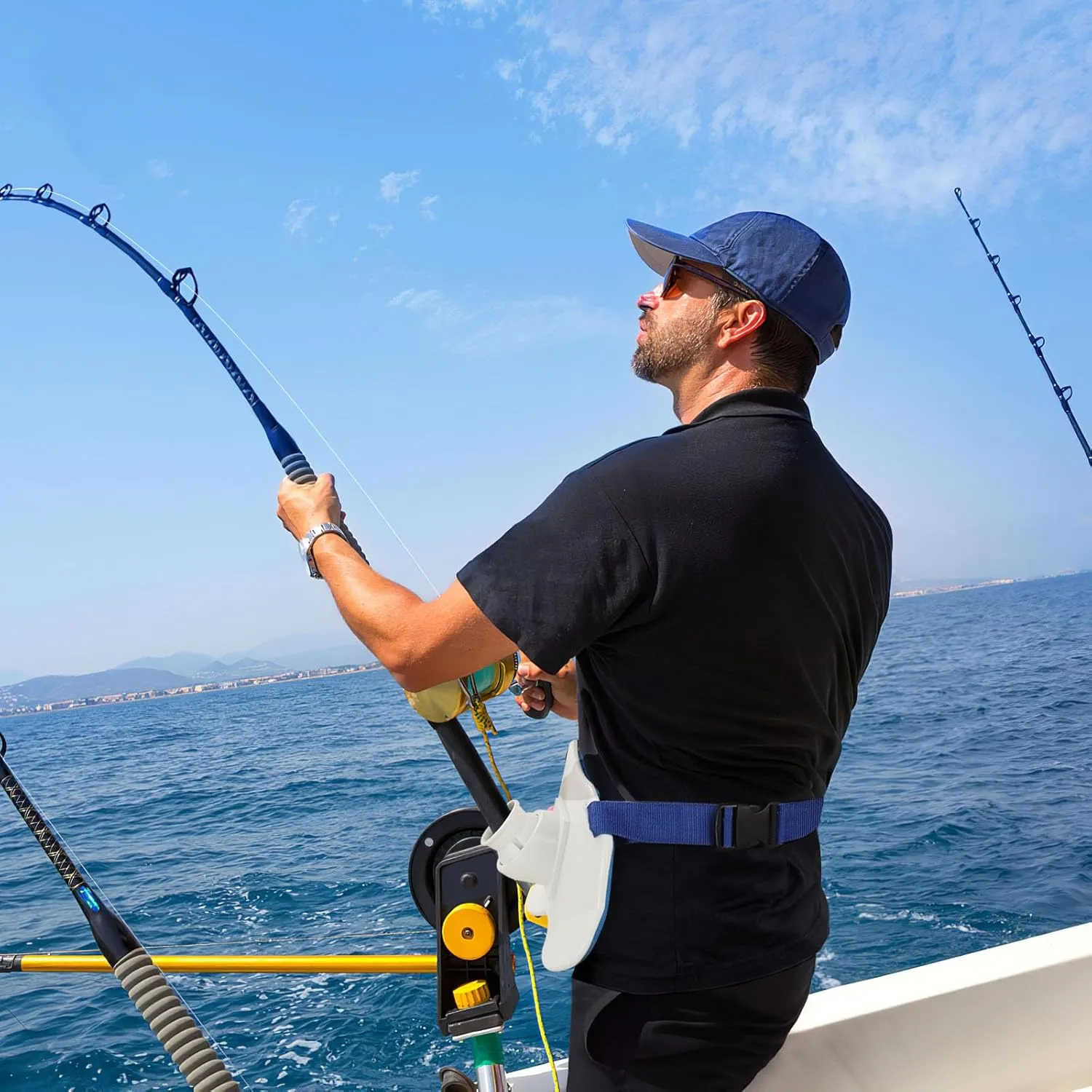 PELLOR 360°Adjustable Padded Fishing Fighting Belt Offshore Tackle Boat Fishing Rod Holder