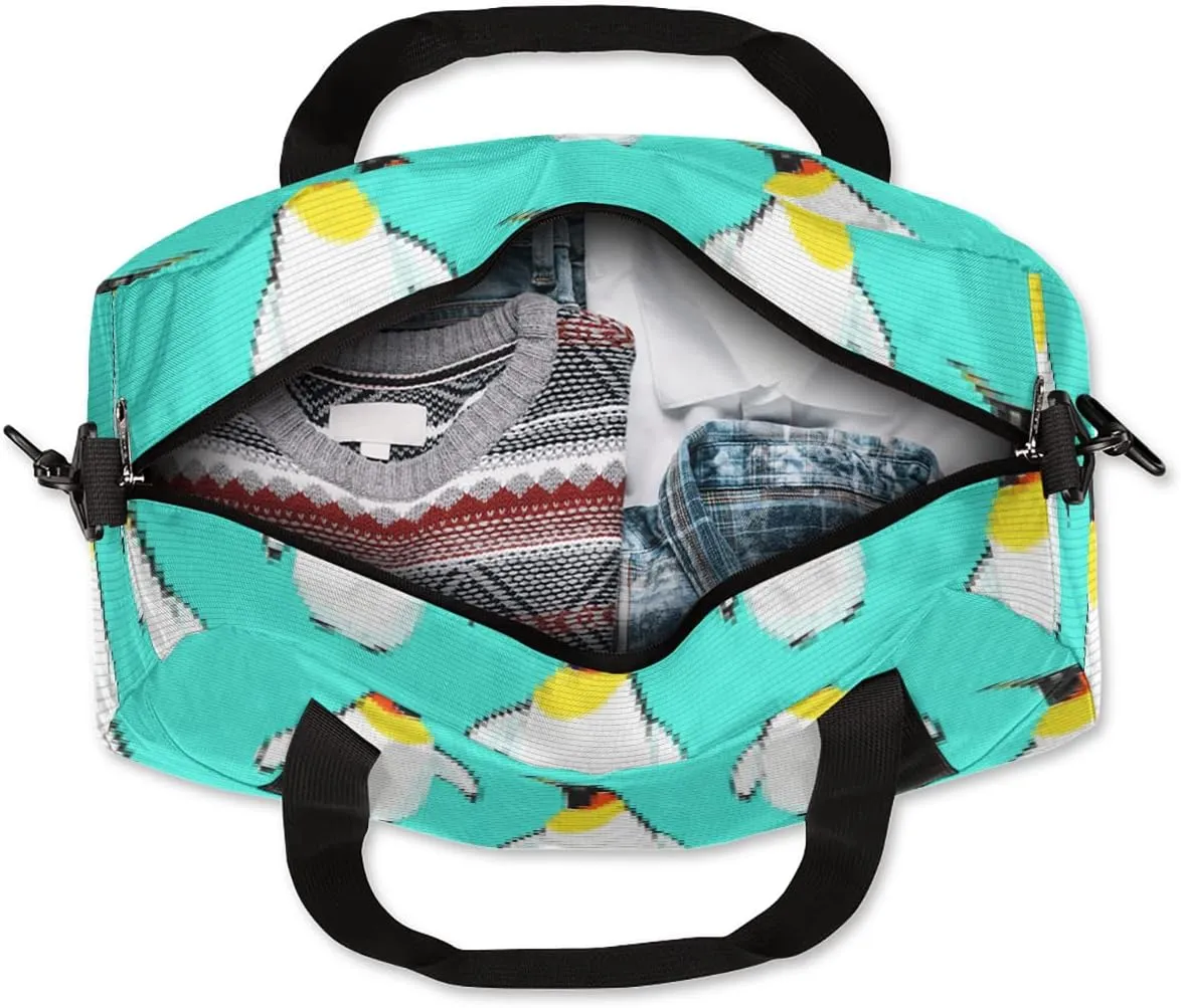 Penguin Animals Kids Duffel Bag for Girls Boys Teens, Penguin Pixel Wind Dance Bag Overnight Small Duffel Bag Carry On Weekend Sports Gym Travel Bag for School Practice Gymnastics Ballet