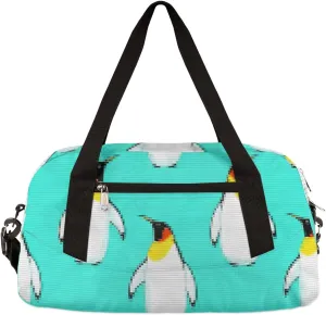 Penguin Animals Kids Duffel Bag for Girls Boys Teens, Penguin Pixel Wind Dance Bag Overnight Small Duffel Bag Carry On Weekend Sports Gym Travel Bag for School Practice Gymnastics Ballet