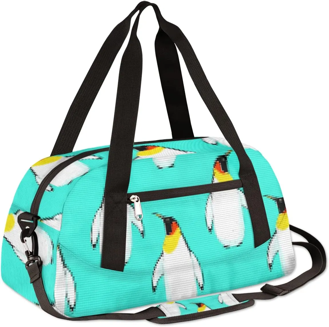 Penguin Animals Kids Duffel Bag for Girls Boys Teens, Penguin Pixel Wind Dance Bag Overnight Small Duffel Bag Carry On Weekend Sports Gym Travel Bag for School Practice Gymnastics Ballet