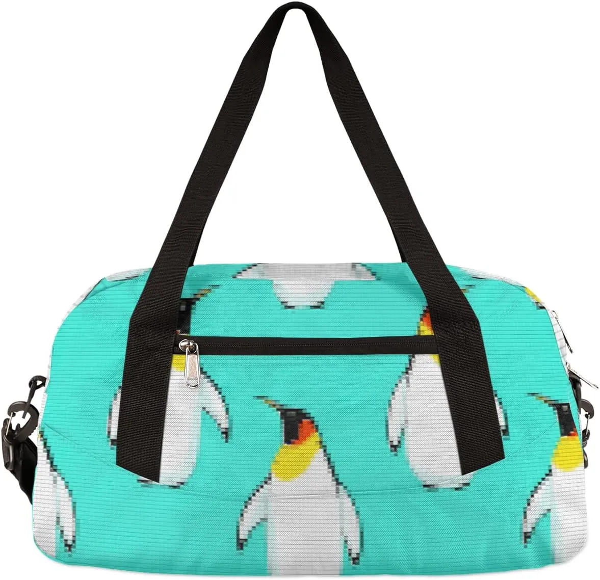 Penguin Animals Kids Duffel Bag for Girls Boys Teens, Penguin Pixel Wind Dance Bag Overnight Small Duffel Bag Carry On Weekend Sports Gym Travel Bag for School Practice Gymnastics Ballet