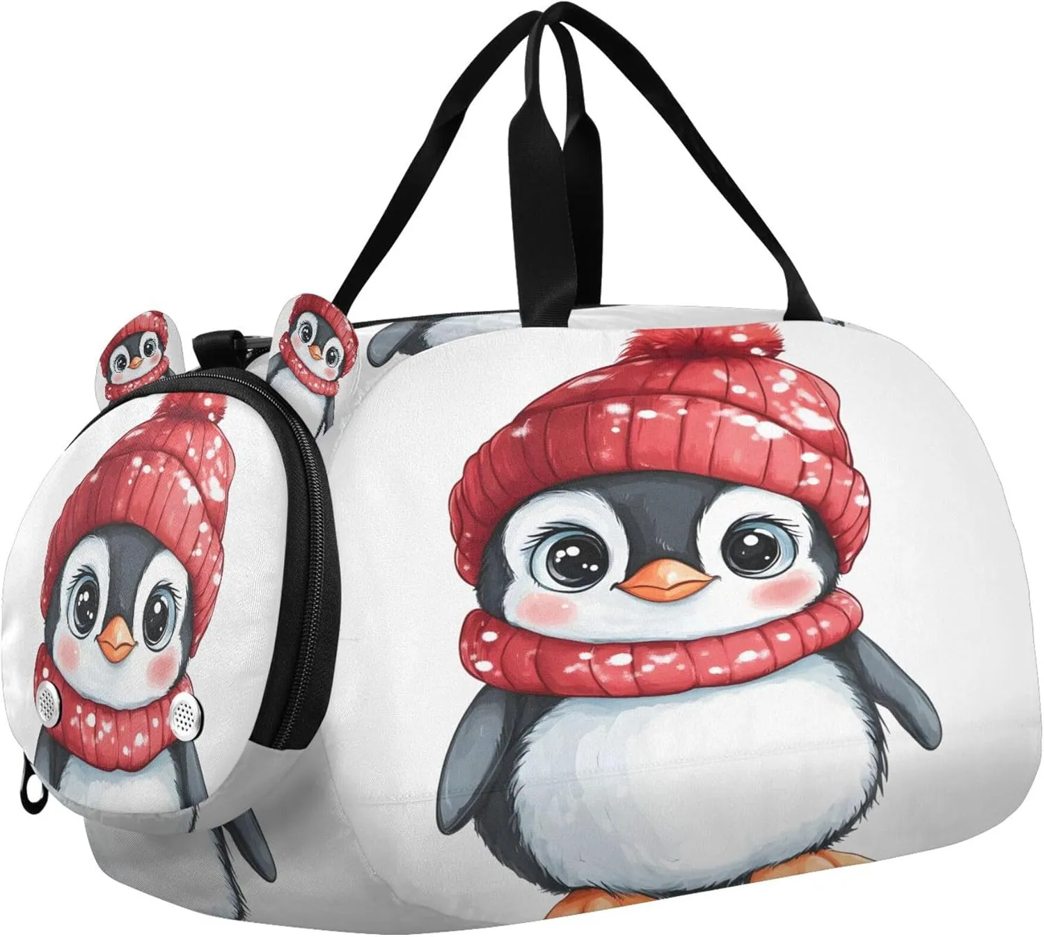 Penguin Kids Overnight Sports Duffel Bags with Shoe Compartment & Wet Pocket Travel Sport Gym Bag for Girls Boys