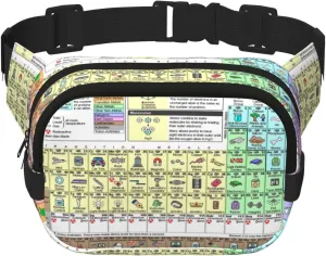 Periodic Table Of Elements Print Unisex Square Double Layer Waist Bag Trendy Crossbody Fanny Pack Travel Workouts