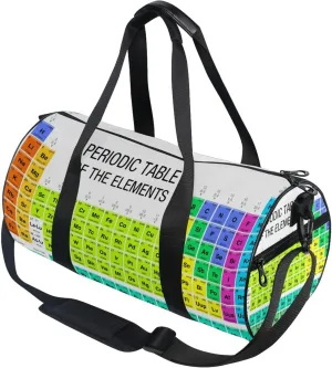 Periodic Table Of The Elements Chemistry Gym Duffle Bag for Women Men Sports Fitness Bag Workout Travel Gymnastics Dance